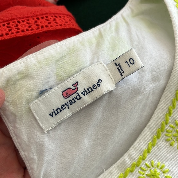 Vineyard Vines neon green and white embroidered sleeveless top size 10 - Picture 7 of 11